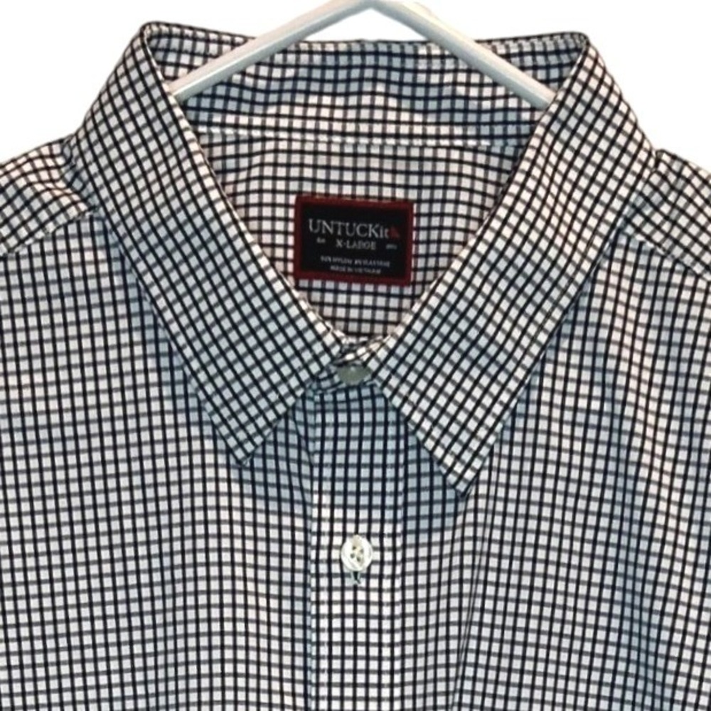 UNTUCKit Shirt XL Mens Navy White Micro Check Performance Stretch Button Down